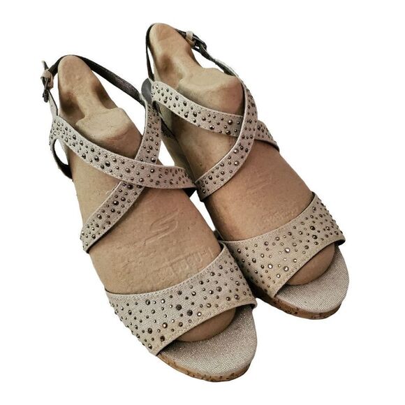 Maurices Linen Bling Wedge Sandals. Cork Size 11 - Picture 3 of 13